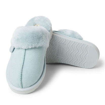 Dearfoams Women's Fireside Sydney Shearling Fur Indoor/Outdoor Scuff Slipper with Wide Widths