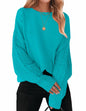 ZESICA Women's Fall Long Sleeve Crew Neck Solid Color Cable Knit Chunky Casual Oversized Pullover Sweater Tops