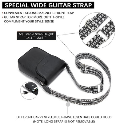 BOSTANTEN Small Crossbody Bags for Women Trendy Leather Phone Wallet Purses Handbags Adjustable Guitar Strap