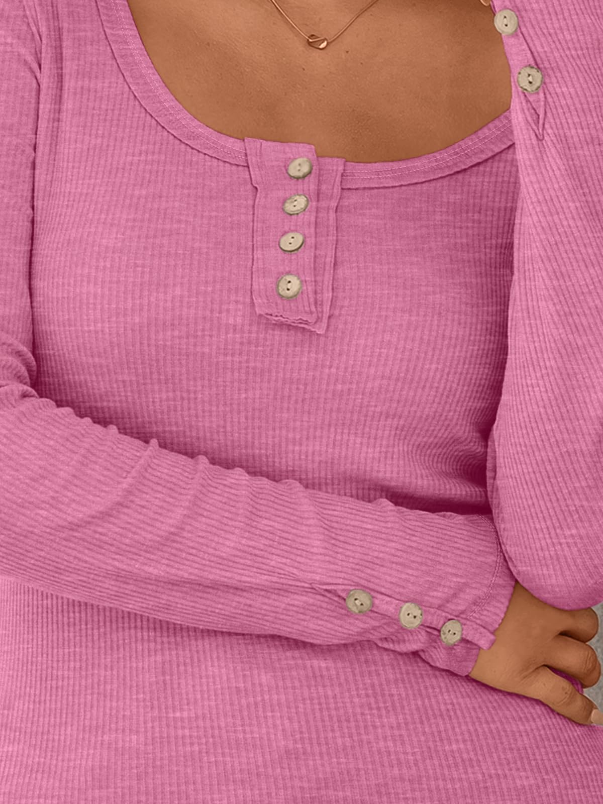Kissfix Womens Long Sleeve Shirts Going Out Fall Clothes Casual Henley Tops Ribbed Knit Blouses Fashion Trendy Outfits