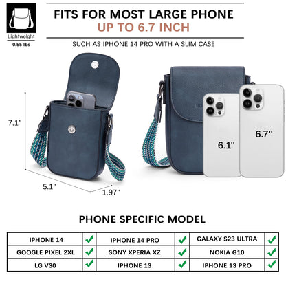 BOSTANTEN Small Crossbody Bags for Women Trendy Leather Phone Wallet Purses Handbags Adjustable Guitar Strap