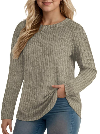 DOLNINE Women's Plus-Size-Tops Long Sleeve Comfy Crewneck Shirts Lightweight Casual Loose Fit Sweatshirts Tunics XL-5XL