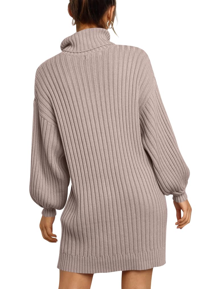 ANRABESS Women Oversized Sweater Dress Turtleneck Batwing Long Sleeve Ribbed Knit Loose 2024 Fall Winter Casual Short Dress