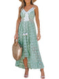 CUPSHE Women's Maxi Dress Lace Dresses Boho Tassel V-Neck Flare Ruffle Adjustable Straps Beach Summer Long Dress