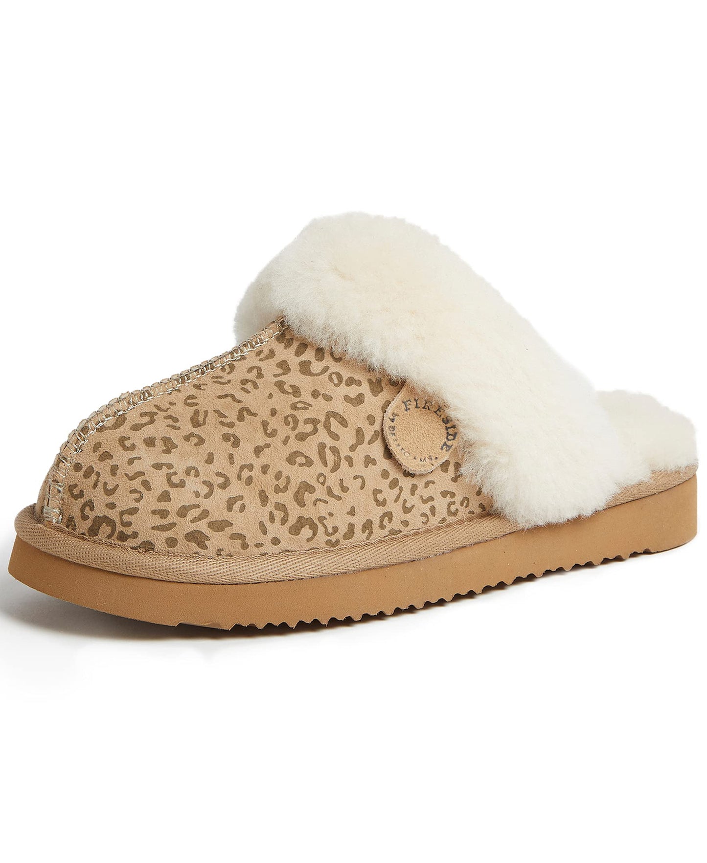 Dearfoams Women's Fireside Sydney Shearling Fur Indoor/Outdoor Scuff Slipper with Wide Widths