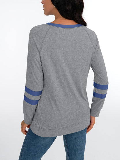 AUTOMET Womens Long Sleeve Shirts Color Block Casual Crewneck Tops Tshirt Basic Tees Fall Fashion Clothes Trendy Outfits