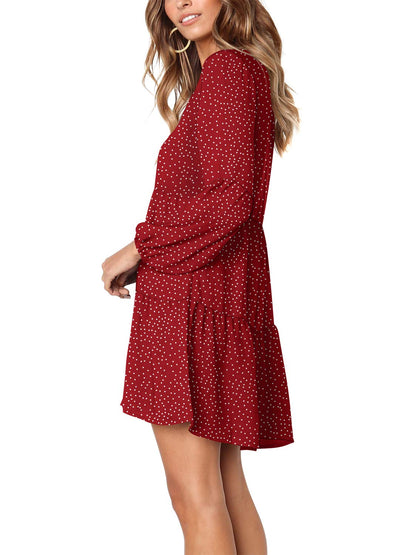 Amoretu Women Summer Tunic Dress V Neck Casual Loose Flowy Swing Shift Dress