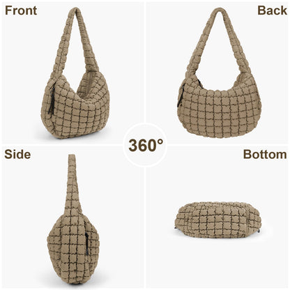 Juoxeepy Quilted Tote Bag Large Quilted Carryall Puffer Shoulder Bag Lightweight Quilted Padding Hobo Bag Quilted Bag