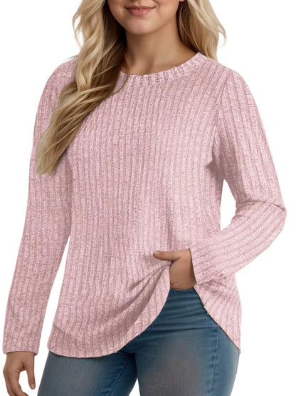 DOLNINE Women's Plus-Size-Tops Long Sleeve Comfy Crewneck Shirts Lightweight Casual Loose Fit Sweatshirts Tunics XL-5XL