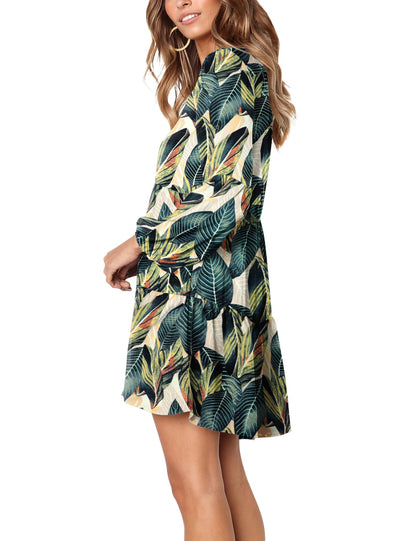 Amoretu Women Summer Tunic Dress V Neck Casual Loose Flowy Swing Shift Dress