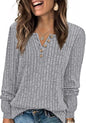 XIEERDUO Sweater for Women Long Sleeve Henley Shirts Tunic Tops to Wear with Leggings crew neck Sweaters Trendy 2024