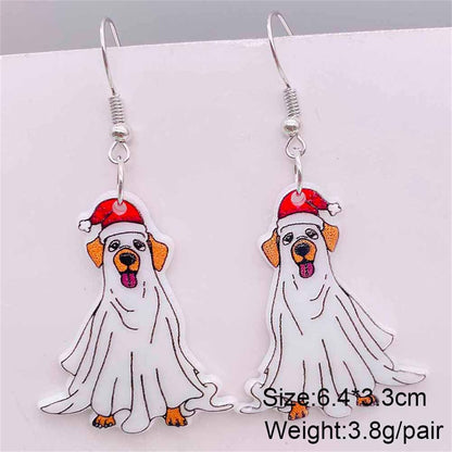 Christmas Earrings for Women Cute Colorful Acrylic Christmas Santa Claus Tree Gingerbread Men Earrings Funny Christmas Cat Dinosaur Earrings Xmas New Year Party Earrings Holiday Earrings