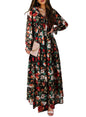 BLENCOT Womens Casual Boho Deep V Neck Short Sleeve Long Dress