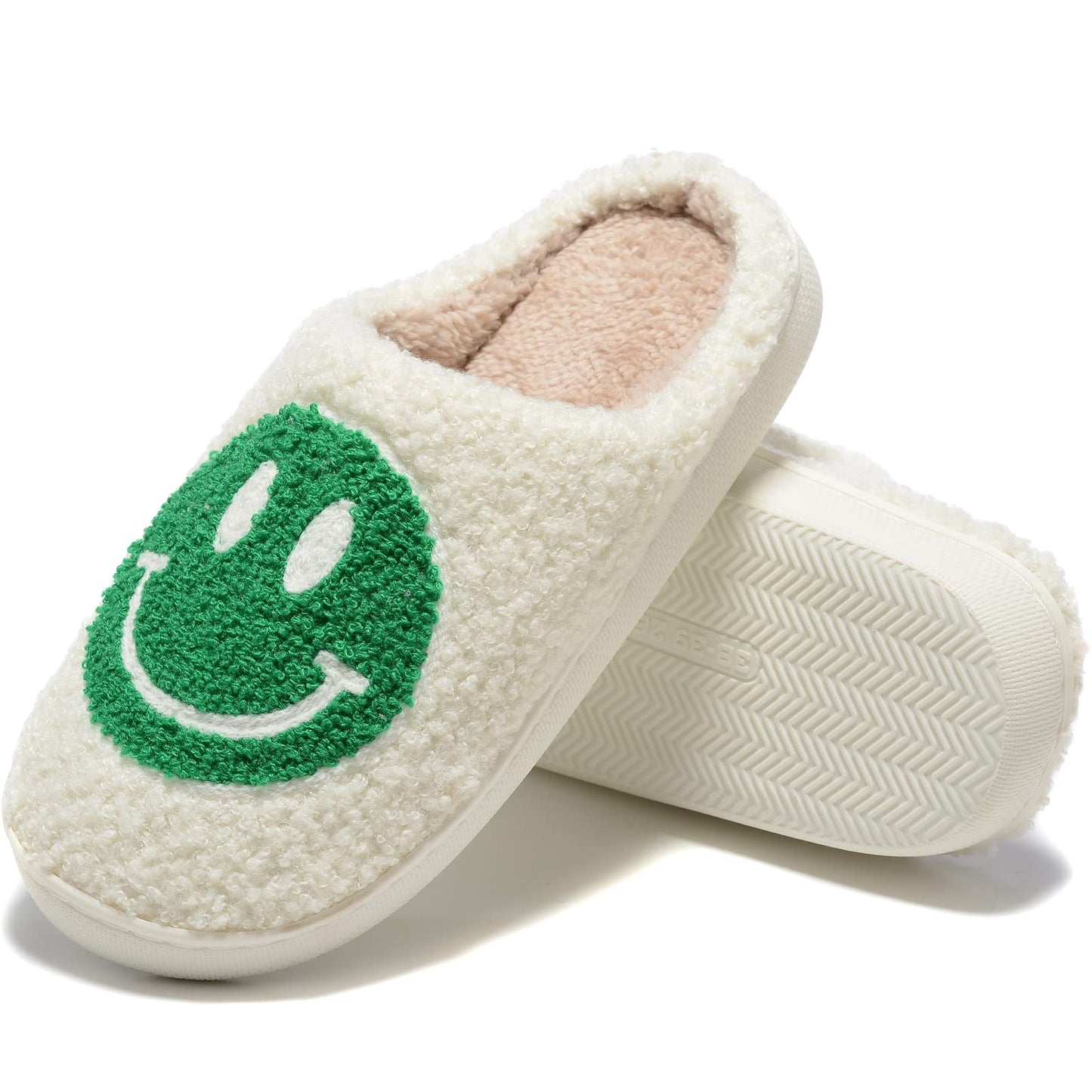 Retro Fuzzy Face Slippers for Women Men, Retro Soft Fluffy Warm Home Non-Slip Couple Style Casual Smile Face Slippers Indoor Outdoor Anti-Skid Warm Cozy Foam Slide Fuzzy Slides with Soft Memory Foam Shoes
