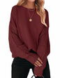 ZESICA Women's Fall Long Sleeve Crew Neck Solid Color Cable Knit Chunky Casual Oversized Pullover Sweater Tops