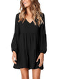 Amoretu Women Summer Tunic Dress V Neck Casual Loose Flowy Swing Shift Dress