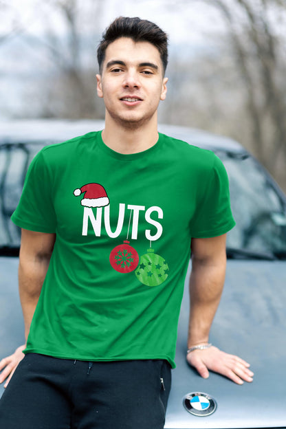Chest and Nuts Christmas Shirts Xmas Couples Matching Outfits His and Her Holiday Short Sleeve Matching Sets