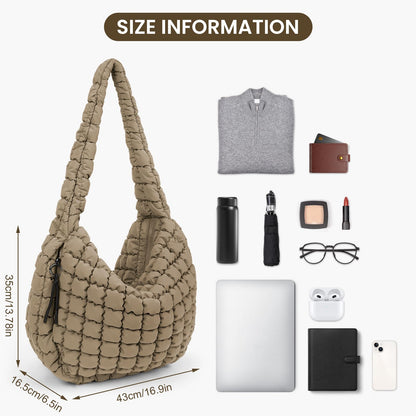Juoxeepy Quilted Tote Bag Large Quilted Carryall Puffer Shoulder Bag Lightweight Quilted Padding Hobo Bag Quilted Bag