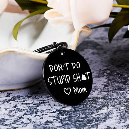 AMBREGRISSUN Gag Gifts for Teen Boys Girls Don't Do Stupi Poop Love Mum Keychain Son Daughter