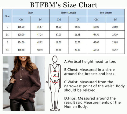 BTFBM Women Casual Long Sleeve Fall Sweaters Crew Neck Solid Color Soft Ribbed Knitted Oversized Pullover Loose Fit Jumper