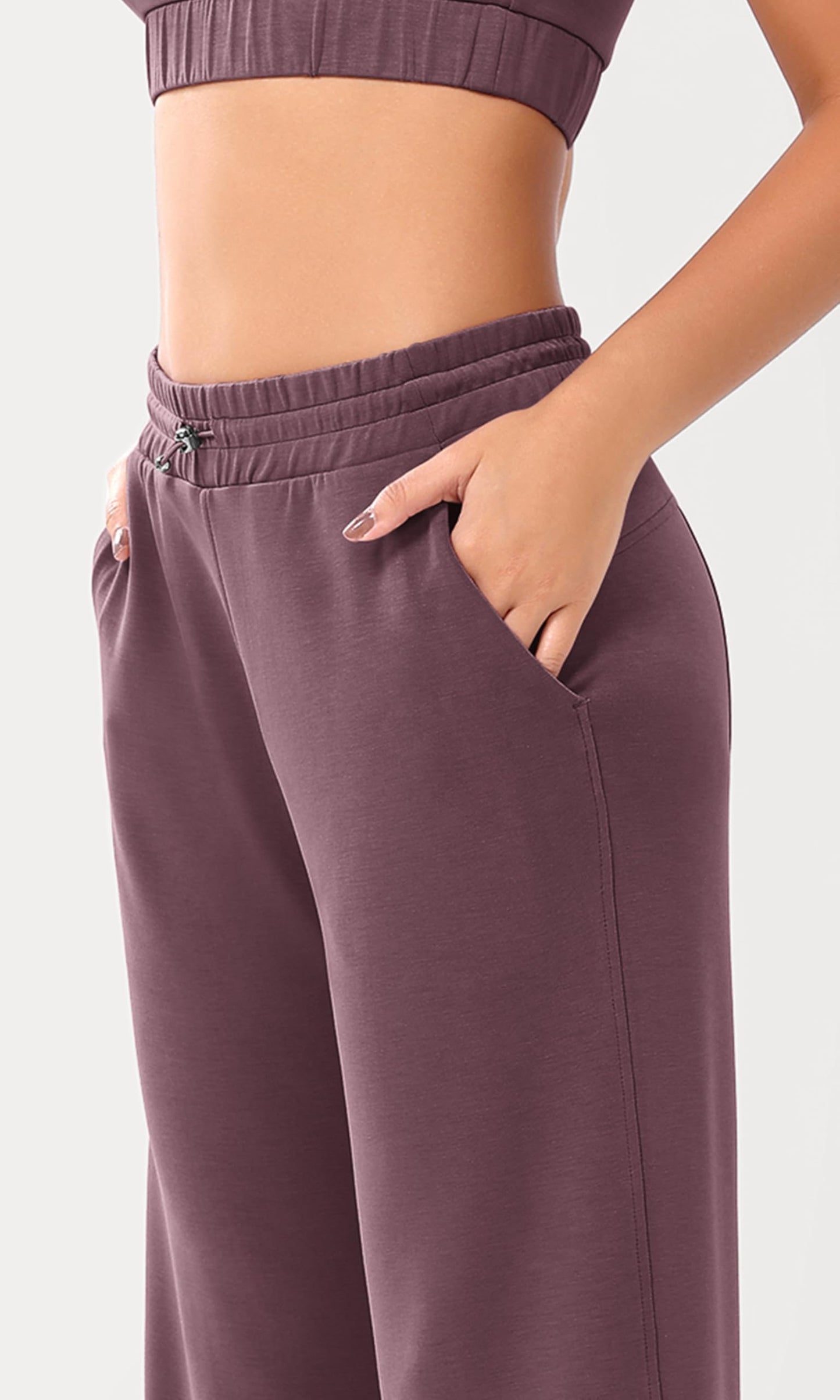 ODODOS Women's Modal Soft Wide Leg Pants with Pockets Adjustable Shockcord High Waist Casual Lounge Pants-27/29/31" Inseam