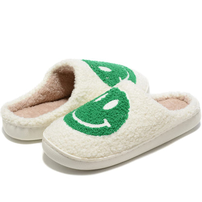 Retro Fuzzy Face Slippers for Women Men, Retro Soft Fluffy Warm Home Non-Slip Couple Style Casual Smile Face Slippers Indoor Outdoor Anti-Skid Warm Cozy Foam Slide Fuzzy Slides with Soft Memory Foam Shoes