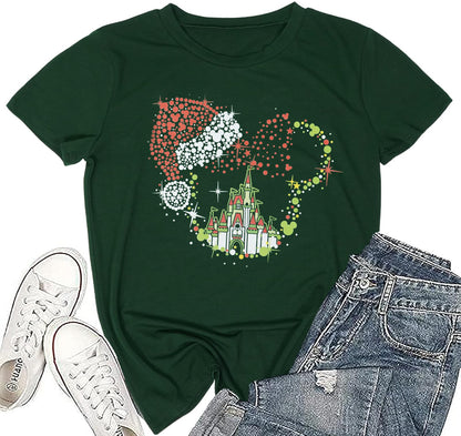 Merry Christmas Shirts for Women Xmas Holiday Tops Short Sleeve Tshirt Casual Graphic tees