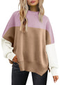LILLUSORY Women's Oversized Batwing Sweaters 2024 Fall Outfits Crewneck Ribbed Knit Side Slit Trendy Pullover Tops