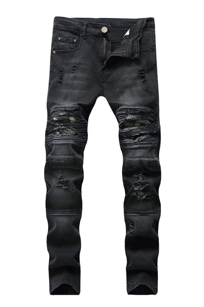 Men's Ripped Skinny Stretch Distressed Destroyed Slim Jeans Denim Pants