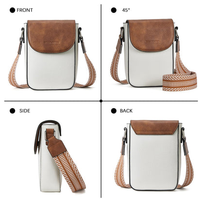 BOSTANTEN Small Crossbody Bags for Women Trendy Leather Phone Wallet Purses Handbags Adjustable Guitar Strap