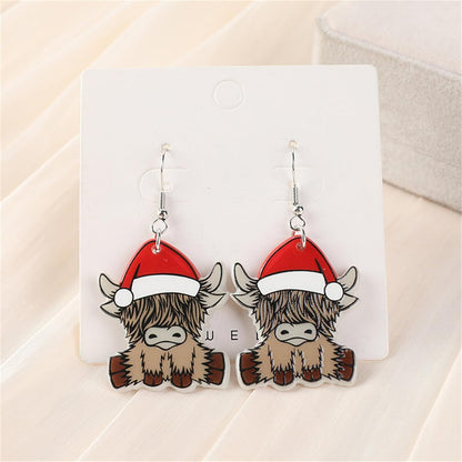 Christmas Earrings for Women Cute Colorful Acrylic Christmas Santa Claus Tree Gingerbread Men Earrings Funny Christmas Cat Dinosaur Earrings Xmas New Year Party Earrings Holiday Earrings
