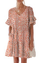nclook Women's Summer Casual Dress Sweet & Cute V-Neck Mini Dress with Pocket Short Sleevele Ruffle Dress