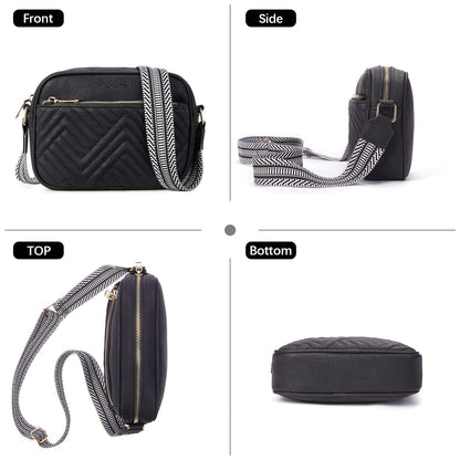 BOSTANTEN Quilted Crossbody Bags for Women Vegan Leather Purses Small Shoulder Handbags with Wide Strap