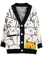 Arssm Cat Sweater for Women Oversized Button Down V Neck Cable Knit Sweater Cute Kawaii Cartoon Cardigan Coat