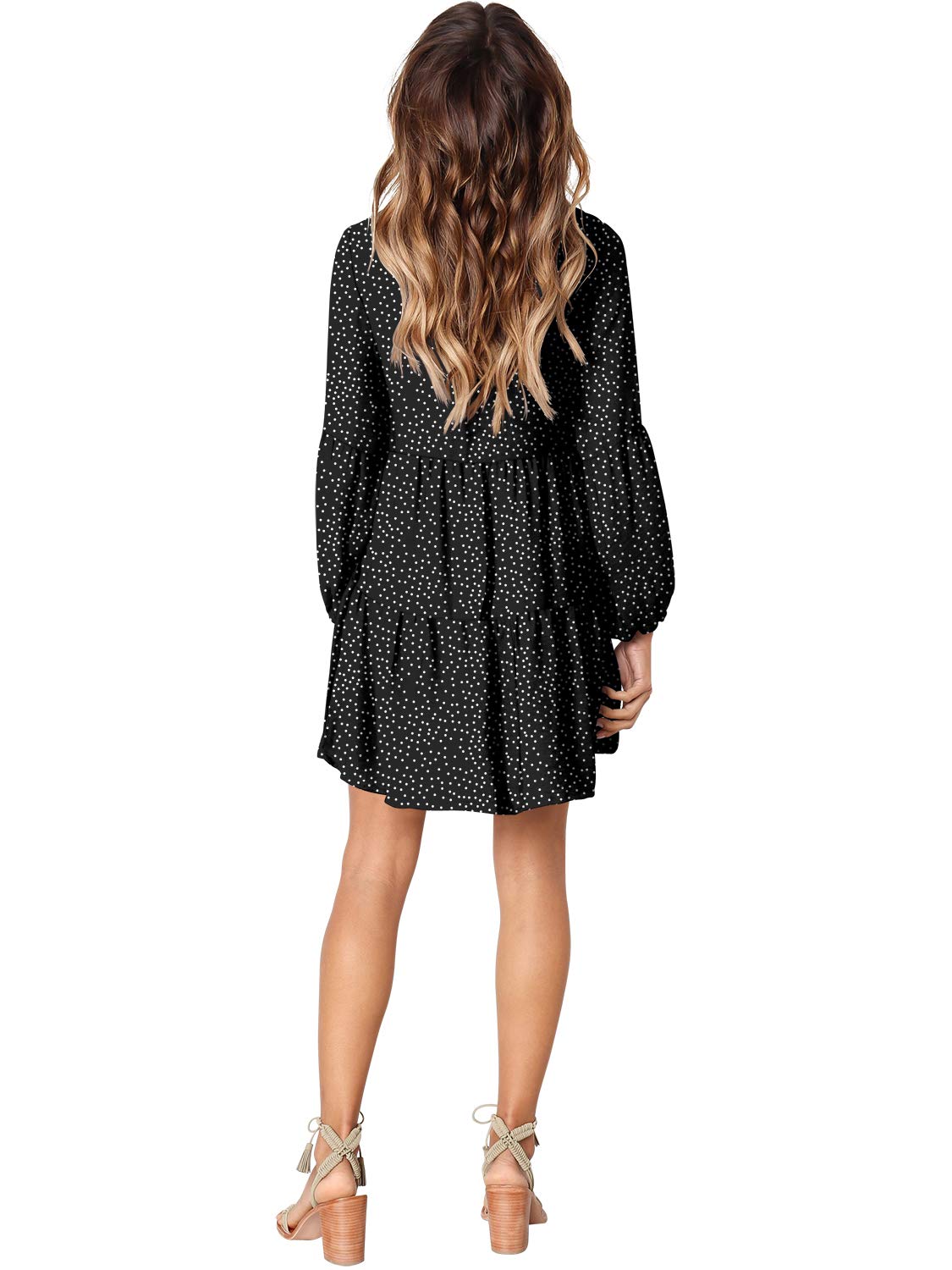 Amoretu Women Summer Tunic Dress V Neck Casual Loose Flowy Swing Shift Dress