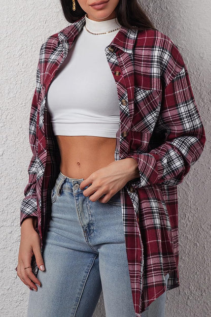 CHYRII Womens Button Down Flannel Shirts Long Sleeve Plaid Shackets Business Casual Blouse Top