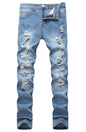 Men's Ripped Skinny Stretch Distressed Destroyed Slim Jeans Denim Pants