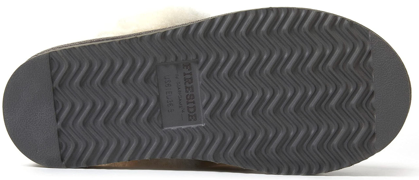 Dearfoams Women's Fireside Sydney Shearling Fur Indoor/Outdoor Scuff Slipper with Wide Widths