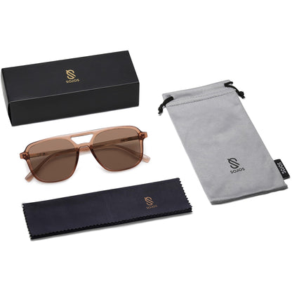 SOJOS Retro Aviator Sunglasses for Women Men,Trendy Rectangle Womens Mens Shades Sun Glasses SJ2202