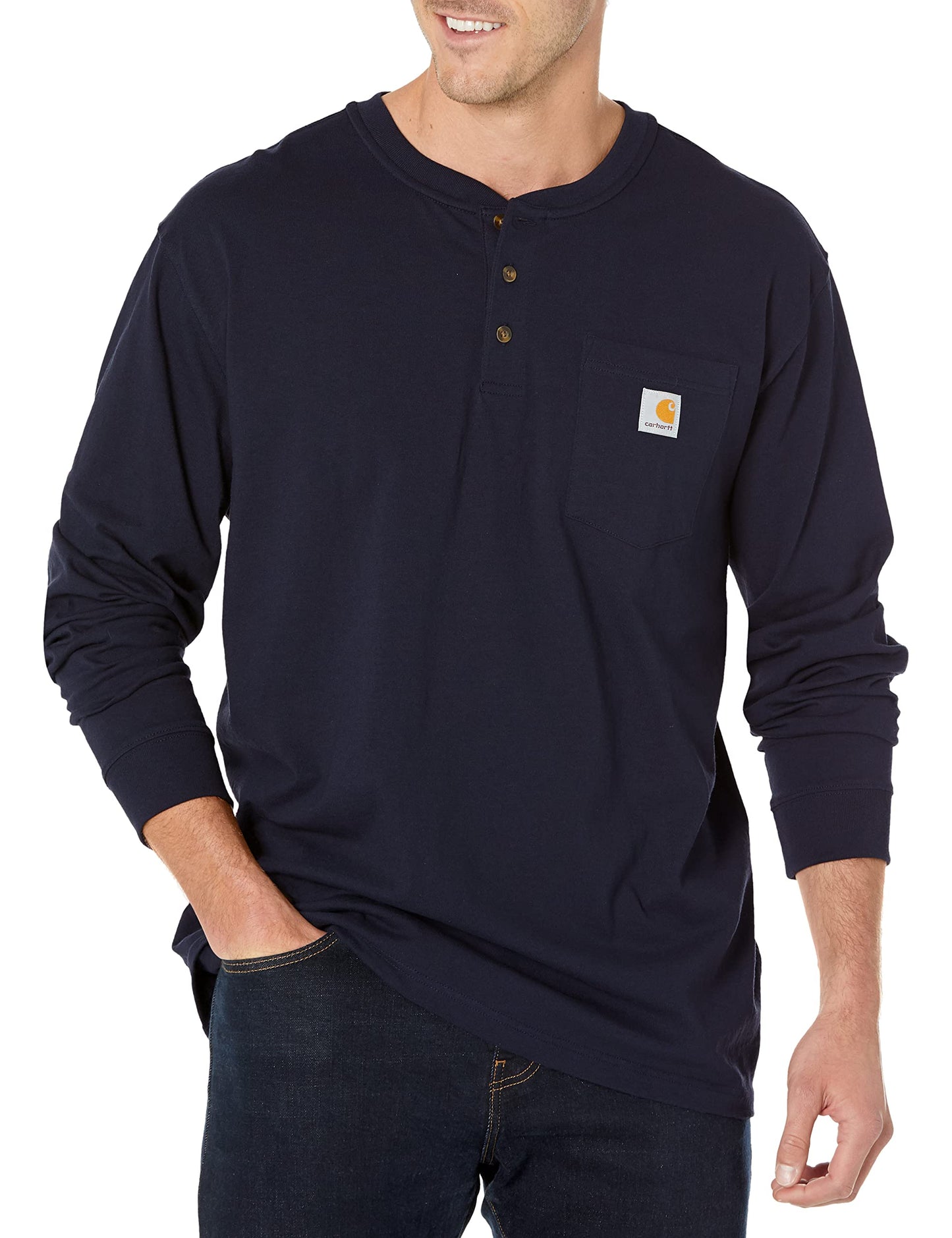 Carhartt Men's Loose Fit Heavyweight Long-Sleeve Pocket Henley T-Shirt