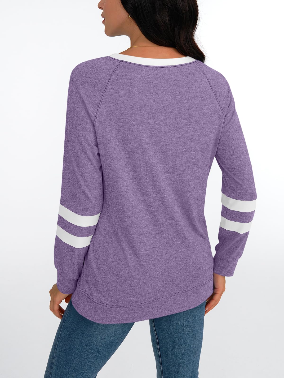 AUTOMET Womens Long Sleeve Shirts Color Block Casual Crewneck Tops Tshirt Basic Tees Fall Fashion Clothes Trendy Outfits