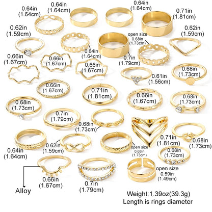 Gold Knuckle Rings Set for Women, 14k Gold Plated Open Stacking Knuckle Midi Rings Dainty Cubic Zirconia Crystal Simple Hollow Cute Rings Pack Jewelry Gifte