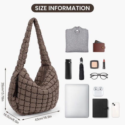 Juoxeepy Quilted Tote Bag Large Quilted Carryall Puffer Shoulder Bag Lightweight Quilted Padding Hobo Bag Quilted Bag