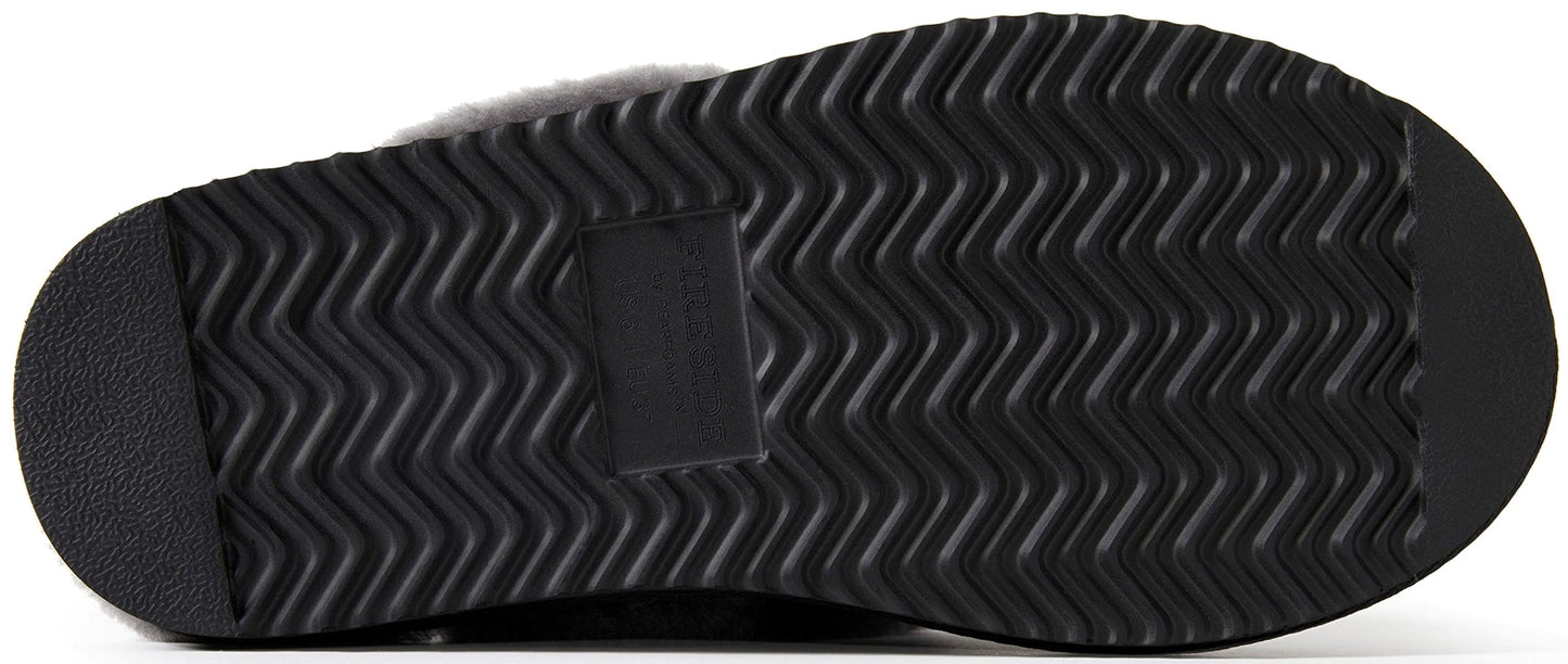 Dearfoams Women's Fireside Sydney Shearling Fur Indoor/Outdoor Scuff Slipper with Wide Widths