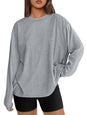 Trendy Queen Womens Oversized Long Sleeve T Shirts Basic Crewneck Tee Fall Tops Casual Workout Fashion Casual Y2K Clothes