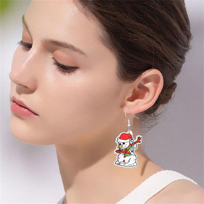 Christmas Earrings for Women Cute Colorful Acrylic Christmas Santa Claus Tree Gingerbread Men Earrings Funny Christmas Cat Dinosaur Earrings Xmas New Year Party Earrings Holiday Earrings