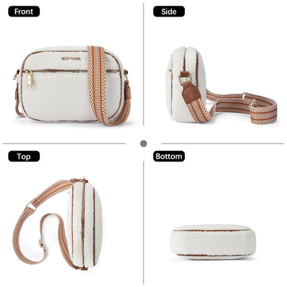 BOSTANTEN Quilted Crossbody Bags for Women Vegan Leather Purses Small Shoulder Handbags with Wide Strap