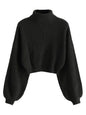 ZAFUL Women's Cropped Turtleneck Sweater Lantern Sleeve Ribbed Knit Pullover Sweater Jumper