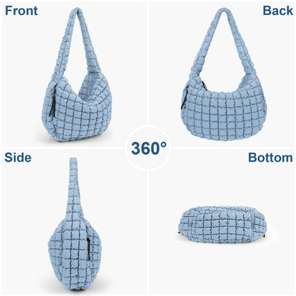 Juoxeepy Quilted Tote Bag Large Quilted Carryall Puffer Shoulder Bag Lightweight Quilted Padding Hobo Bag Quilted Bag