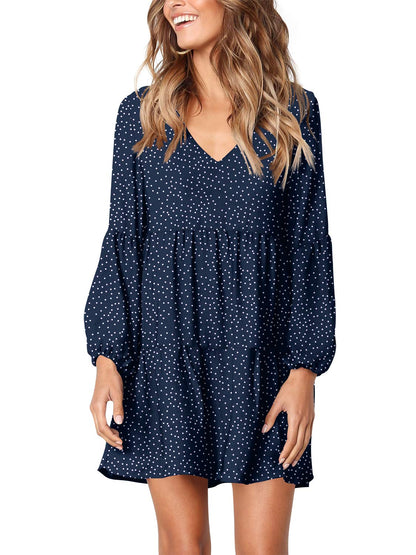 Amoretu Women Summer Tunic Dress V Neck Casual Loose Flowy Swing Shift Dress